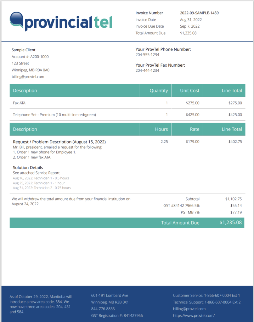 Client Portal - Sample Invoice With Service Report